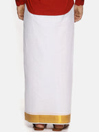 Sethukrishna Men White Solid Double Layer Readymade Dhoti | Grocsy