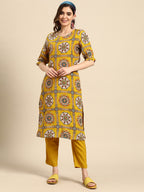 Sangria Women Ethnic Motifs Printed Kurta with Trousers | Grocsy