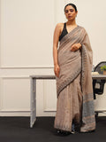 Tikhi Imli Brown Printed Woven Design Saree | Grocsy