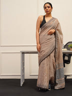 Tikhi Imli Brown Printed Woven Design Saree | Grocsy