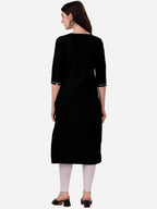 HERE&NOW Notch Neck Thread Work Straight Kurta | Grocsy