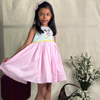 ArthLife Pink And Cyan Minne Embroidered Dress | Grocsy