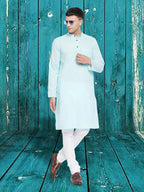 Even Apparels Men's Pure Cotton Blue Kurta | Grocsy