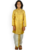 Sethukrishna Boys Gold-Toned Floral Regular Kurta with Dhoti Pants | Grocsy