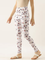Souchii White Printed Slim-Fit Churidar-Length Leggings | Grocsy