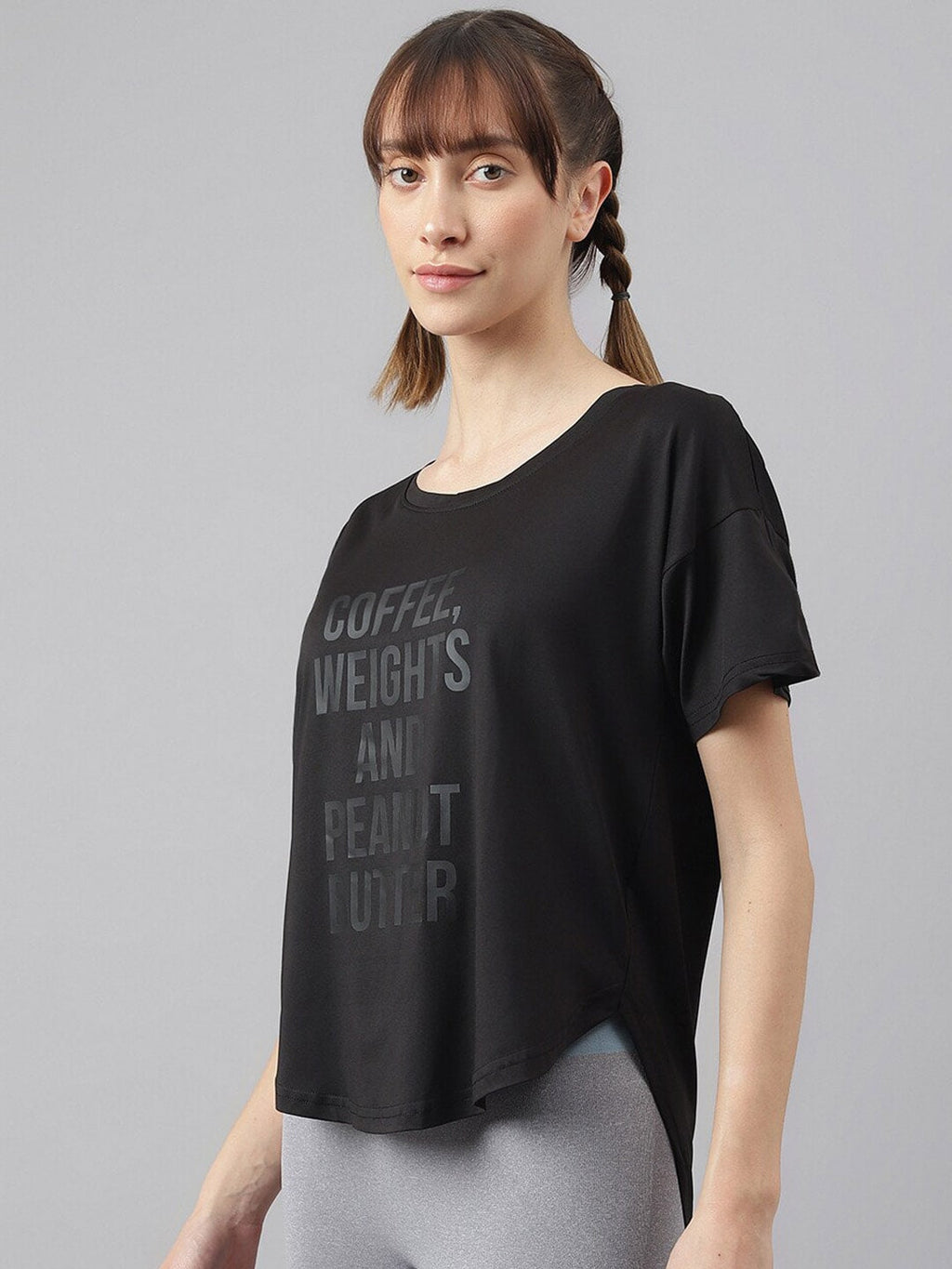 MKH Women Typography Printed Drop-Shoulder Sleeves Dri-FIT Sports T-shirt | Grocsy