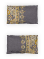 DDecor Grey & Yellow Ethnic Motifs Cotton 140 TC King Bedsheet With 2 Pillow Covers | Grocsy
