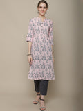 Sangria Women Pink & Grey Floral Printed Kurta | Grocsy