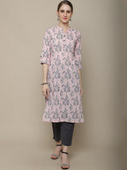 Sangria Women Pink & Grey Floral Printed Kurta | Grocsy
