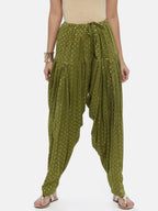 Souchii Olive Green Woven Design Patiala | Grocsy