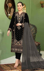 Anaita Black Velvet Suit with Embroidery Sequence Work | Grocsy