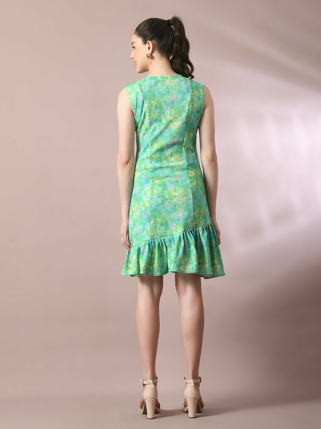 Myshka Women's Multi Printed Round Neck Fit and Flare Party Dress | Grocsy
