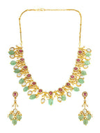 Natural Stones Antique Finish Earrings and Choker Necklace set - Ruby Raang | Grocsy