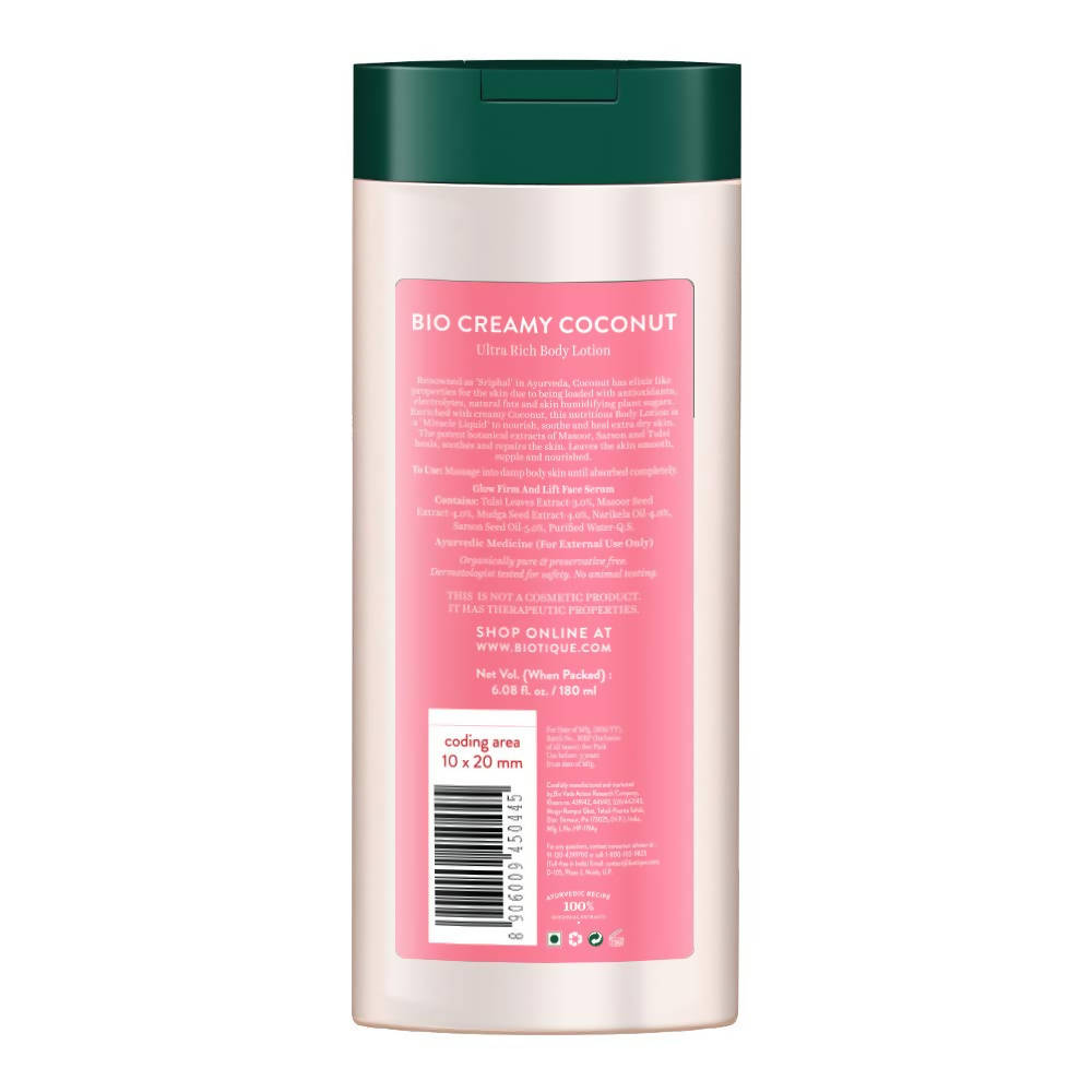 Biotique Bio Creamy Coconut Ultra Rich Body Lotion | Grocsy
