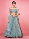Myra Sky Blue Art Silk Embroidered Designer Lehenga | Grocsy