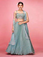 Myra Sky Blue Art Silk Embroidered Designer Lehenga | Grocsy