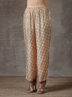 trueBrowns Beige White Printed Silk Co-Ord Set | Grocsy