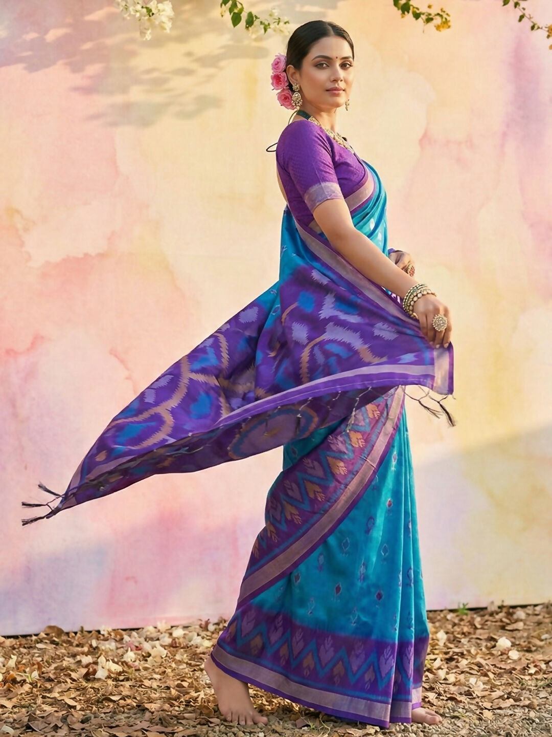 Shree Shyam Fashion Blue Soft Silk Saree | Grocsy