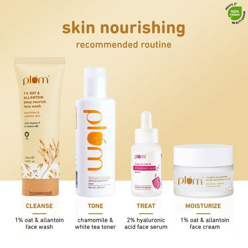Plum 1% Oat Allantoin Deep Nourish Face Wash With Vitamin F & Vitamin B5 | Grocsy