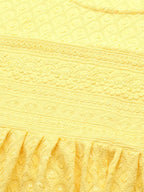 Sangria Yellow Ethnic Motifs Embroidered Chikankari A-Line Kurta | Grocsy