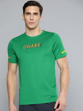 Alcis Men Green & Yellow Typography Printed Slim Fit Running T-shirt | Grocsy