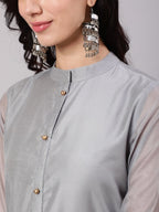 Aks Thread Work Chanderi Silk Kurta | Grocsy