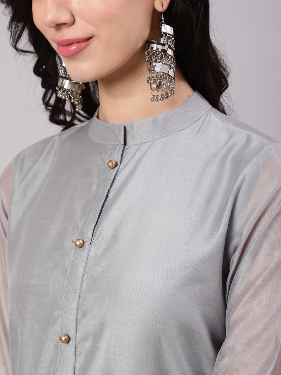 Aks Thread Work Chanderi Silk Kurta | Grocsy