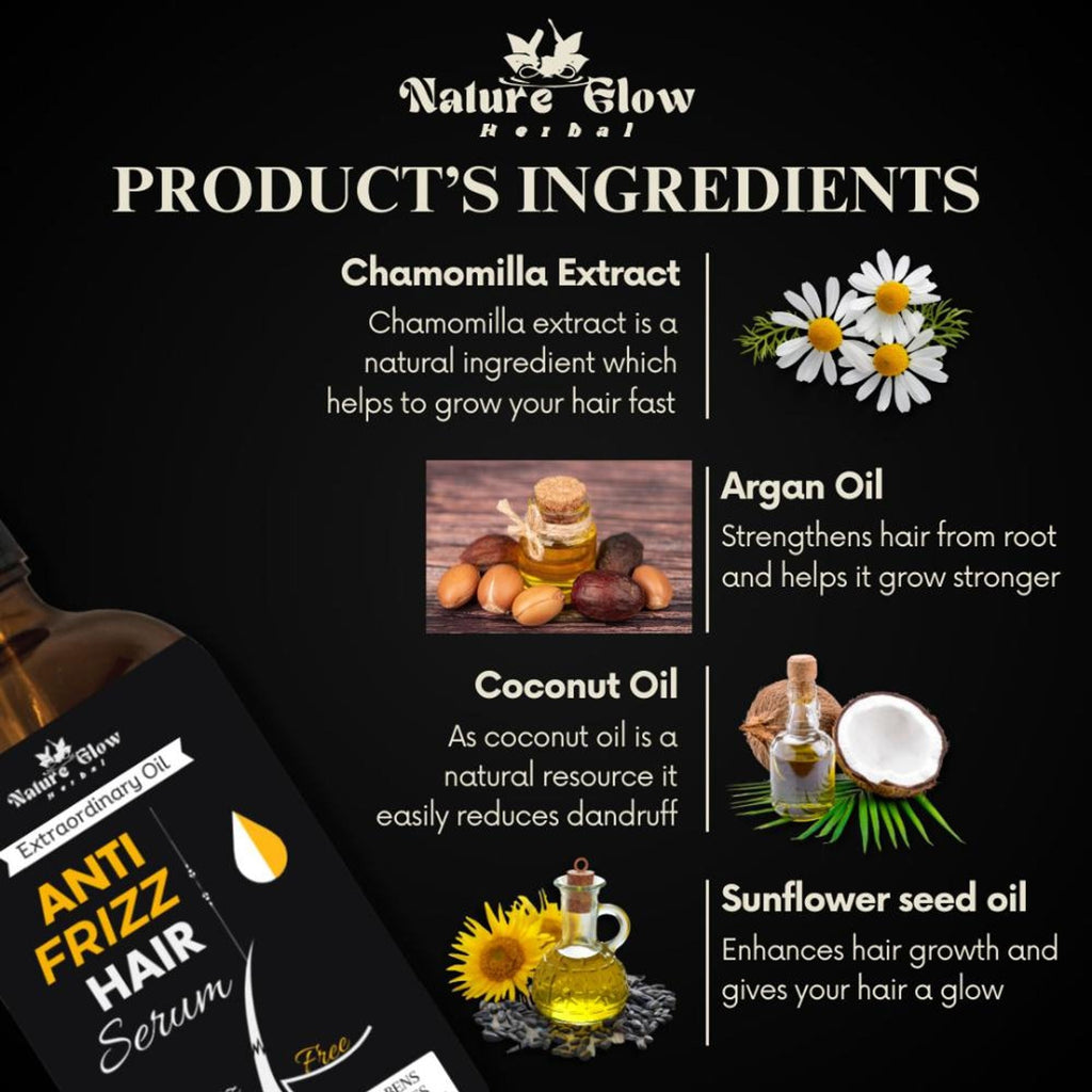 Nature Glow Herbal Anti Frizz Hair Serum | Grocsy