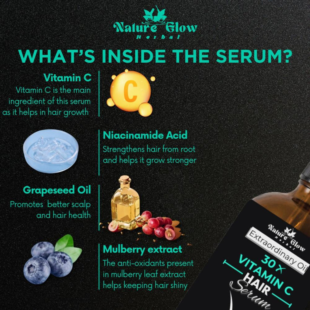 Nature Glow Herbal 30X Vitamin C Drop Hair Serum | Grocsy