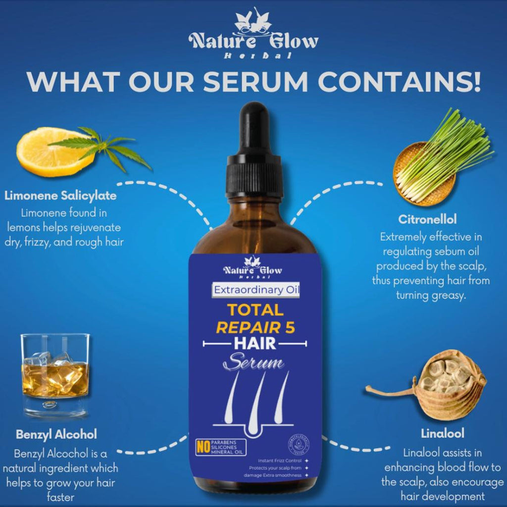 Nature Glow Herbal Total Repair 5 Hair Serum | Grocsy