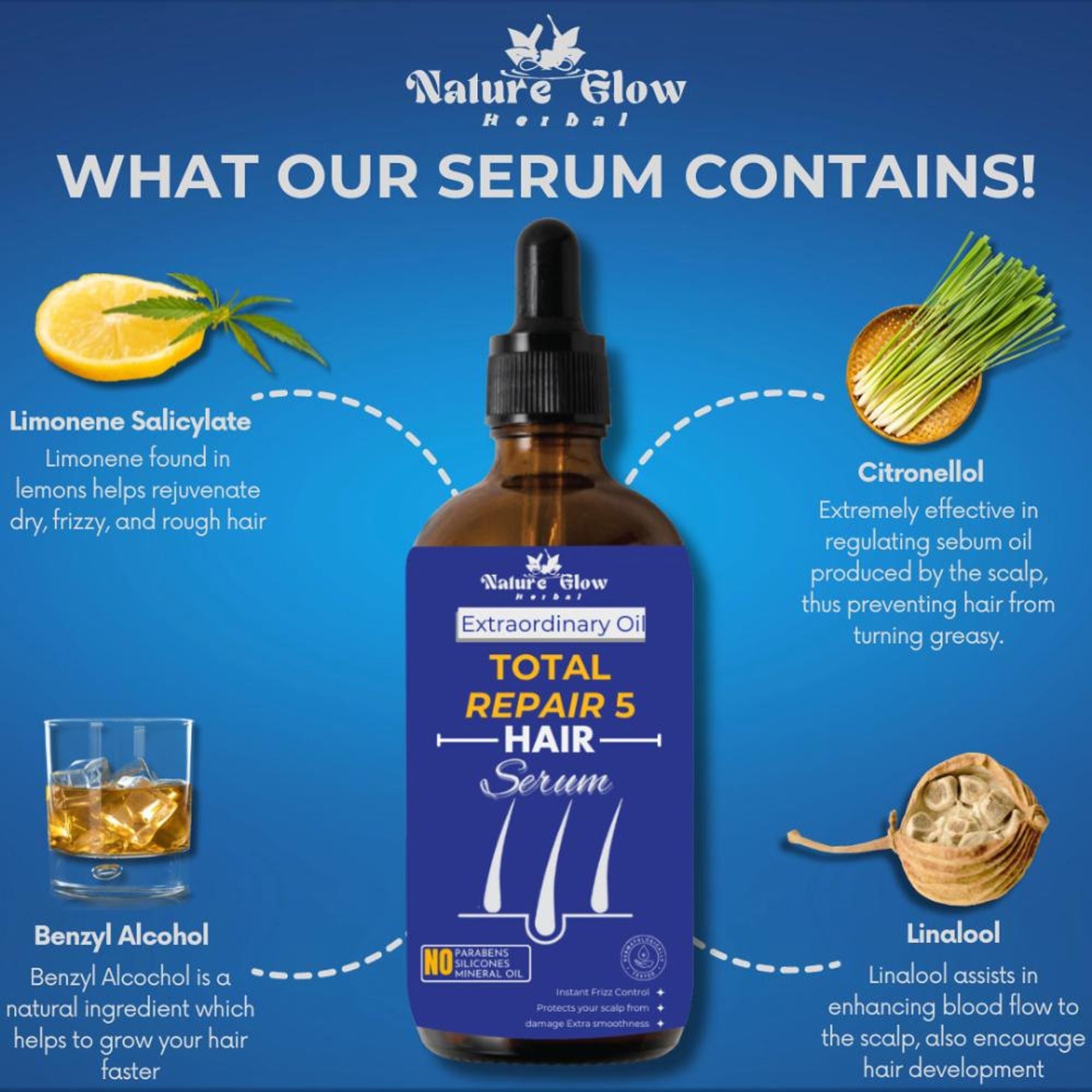 Nature Glow Herbal Total Repair 5 Hair Serum | Grocsy