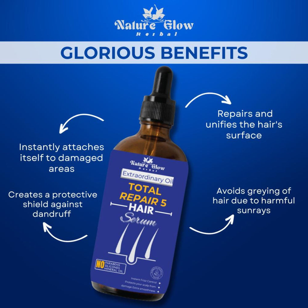 Nature Glow Herbal Total Repair 5 Hair Serum | Grocsy