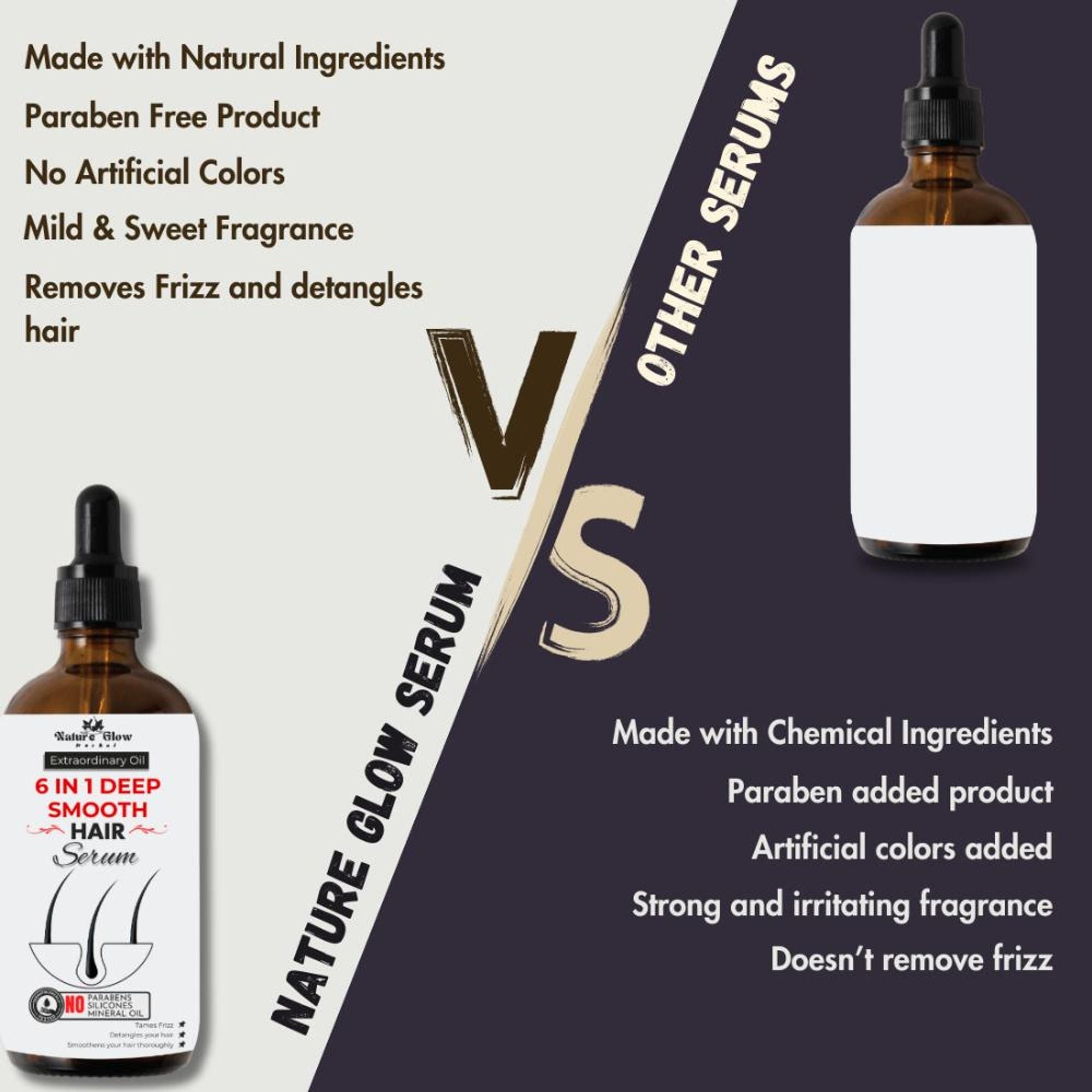 Nature Glow Herbal 6-In-1 Deep Smooth Hair Serum | Grocsy