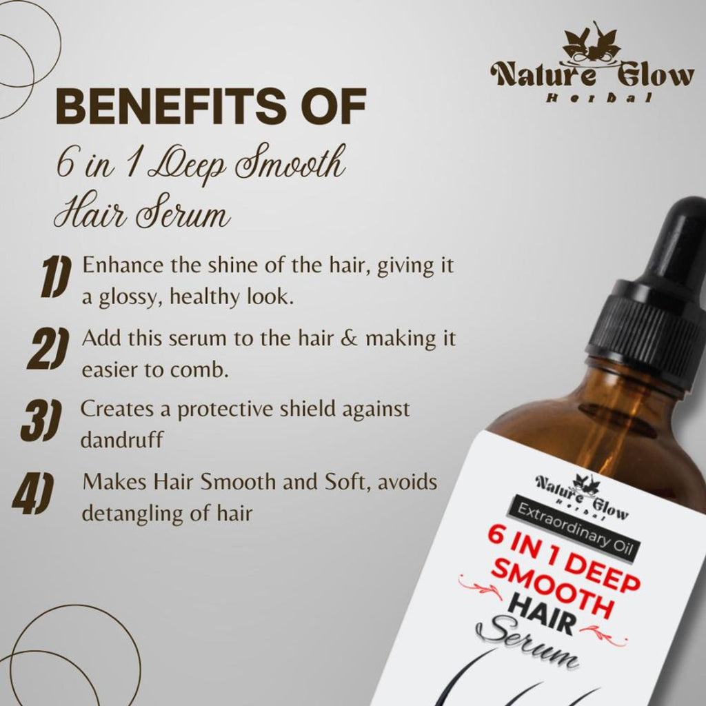 Nature Glow Herbal 6-In-1 Deep Smooth Hair Serum | Grocsy