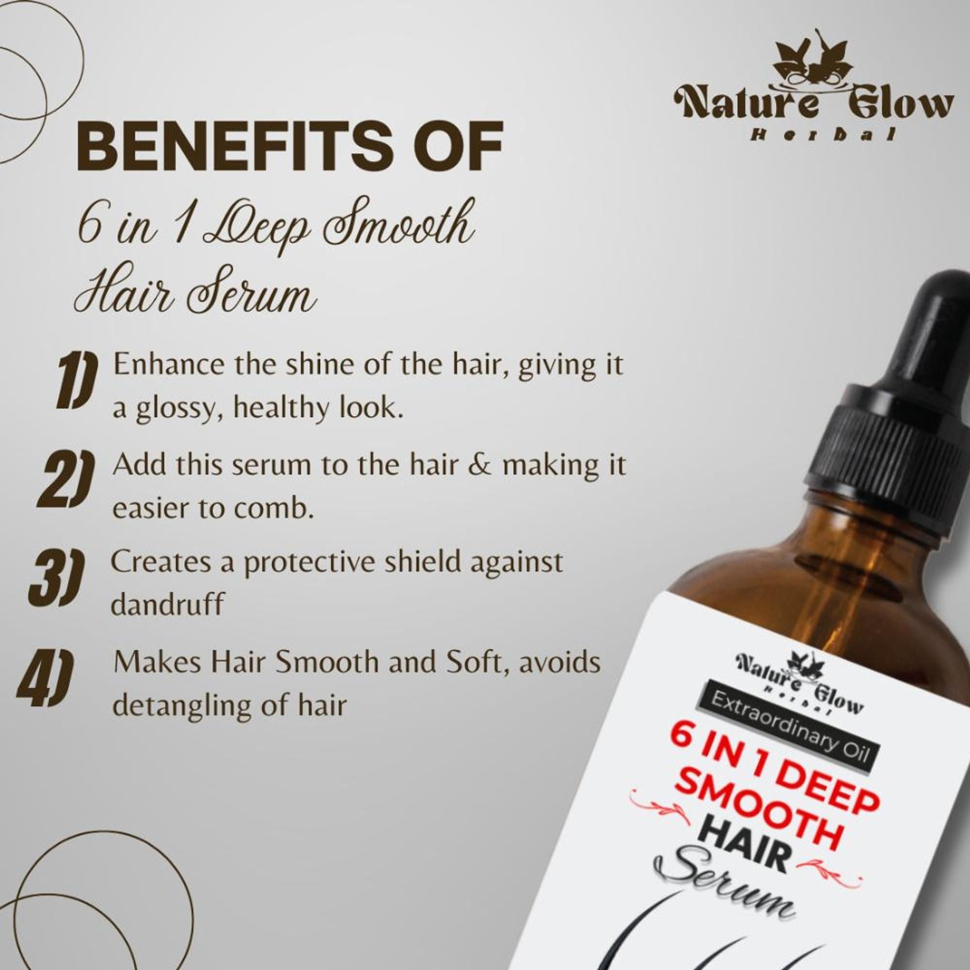 Nature Glow Herbal 6-In-1 Deep Smooth Hair Serum | Grocsy