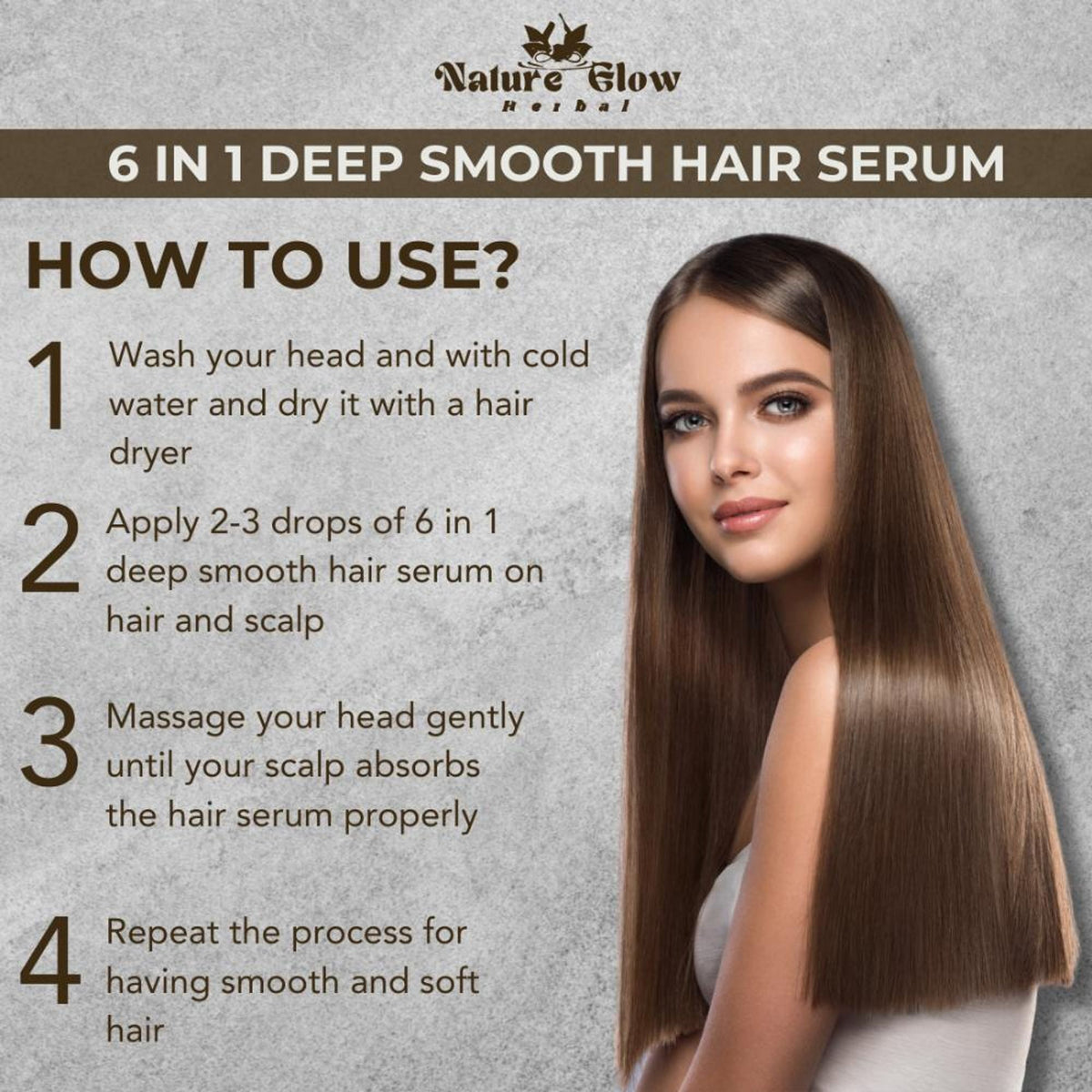 Nature Glow Herbal 6-In-1 Deep Smooth Hair Serum | Grocsy