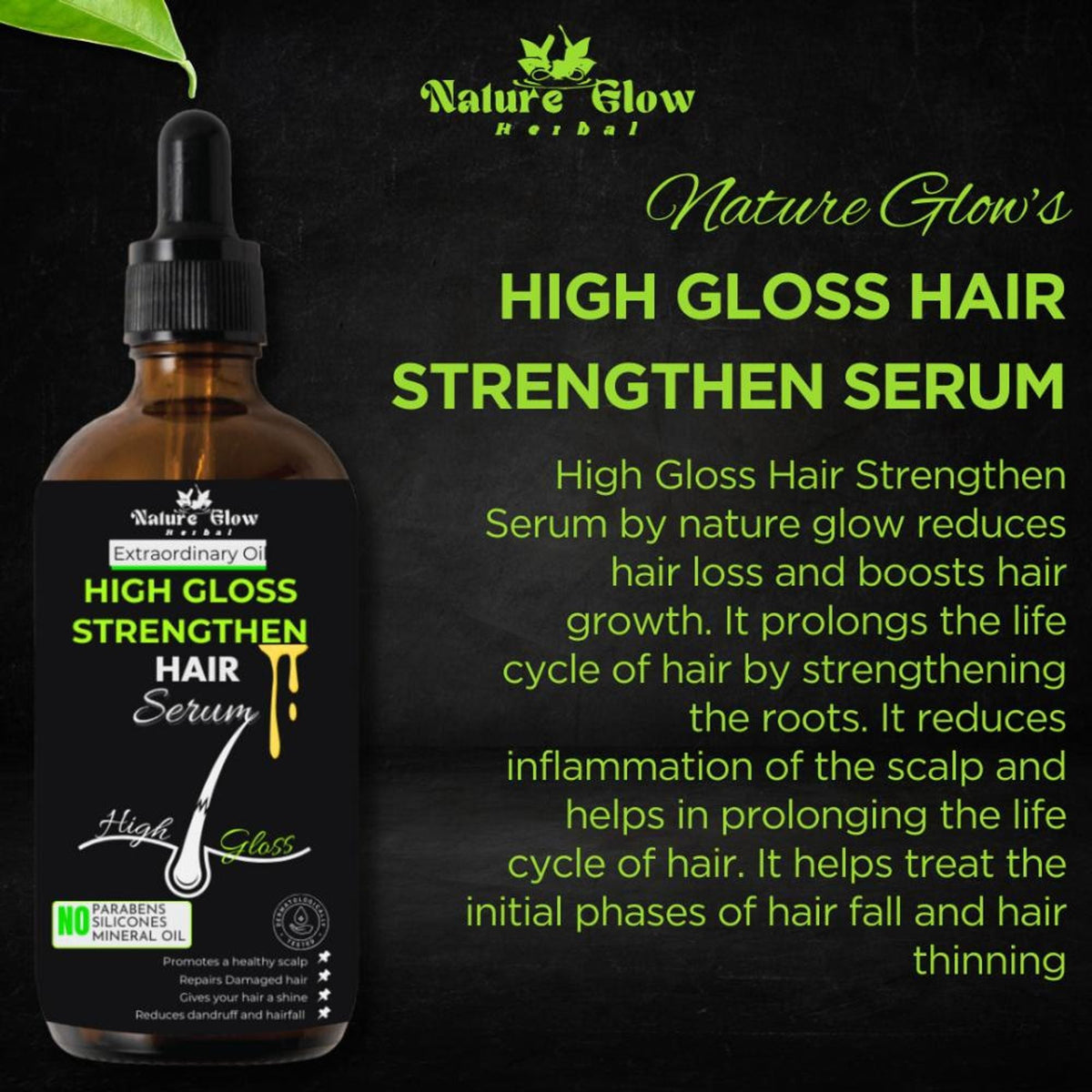 Nature Glow Herbal High Gloss Strengthen Hair Serum | Grocsy