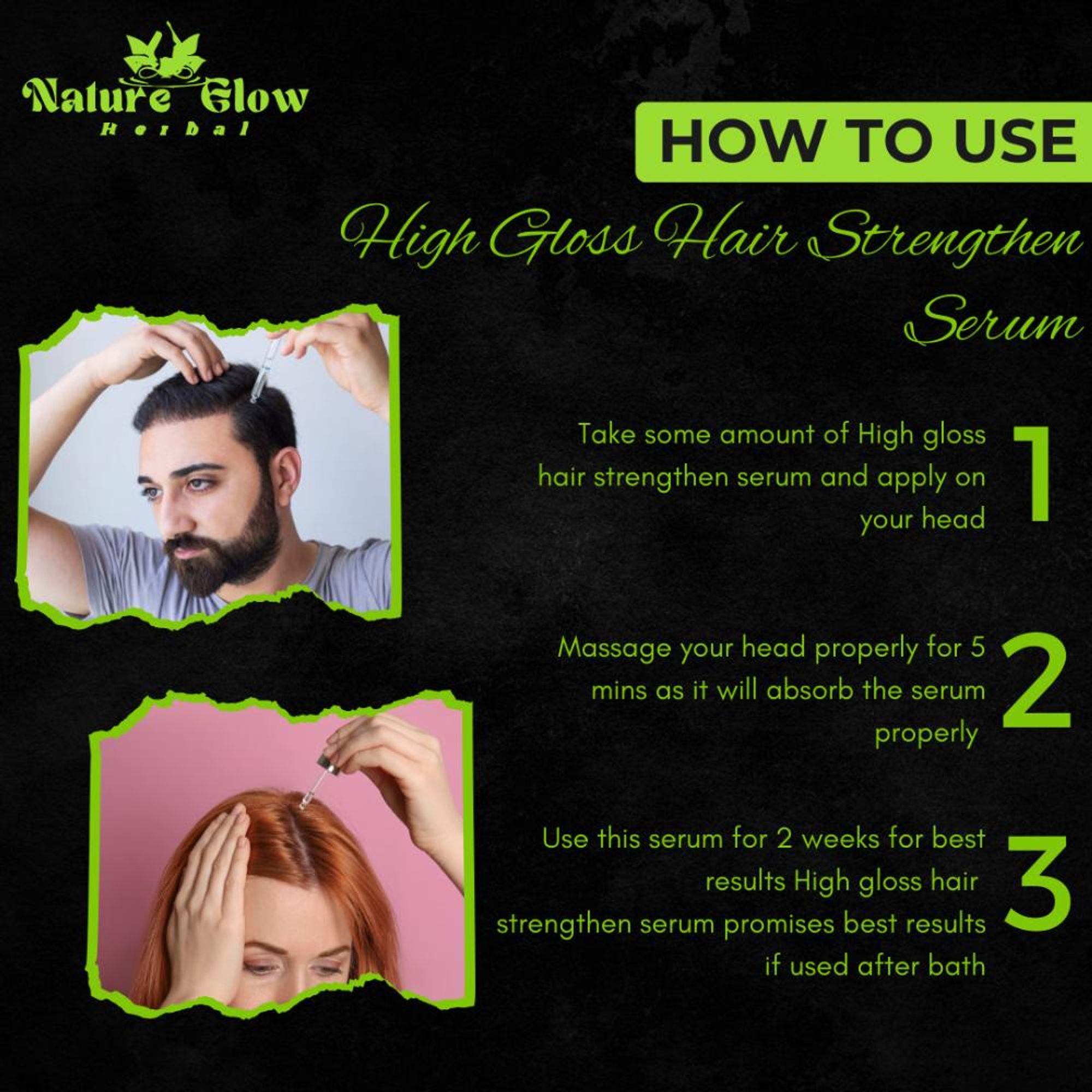 Nature Glow Herbal High Gloss Strengthen Hair Serum | Grocsy