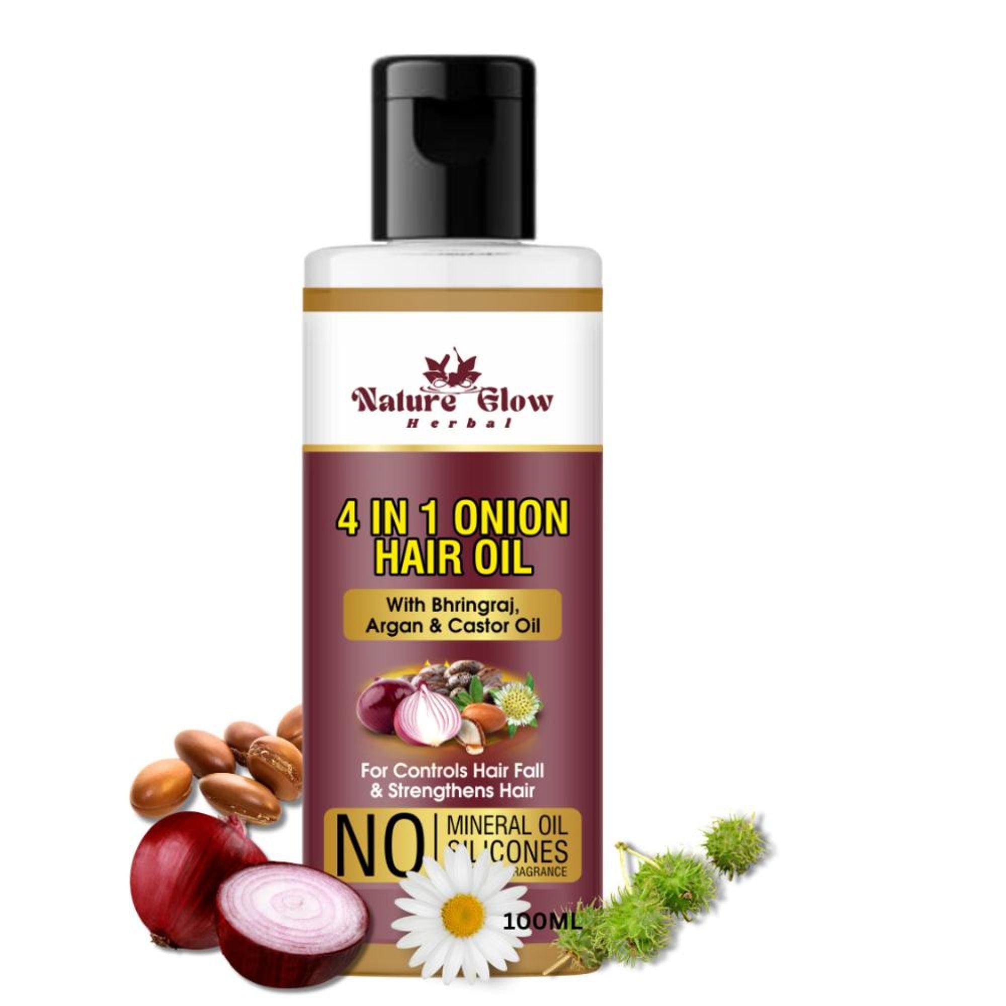 Nature Glow Herbal 4-In-1 Onion Hair Oil | Grocsy