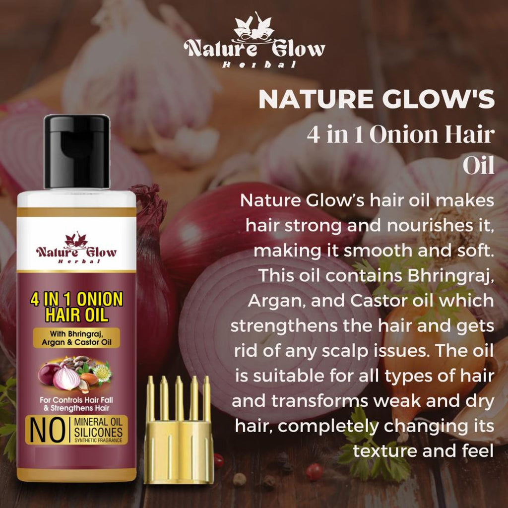 Nature Glow Herbal 4-In-1 Onion Hair Oil | Grocsy