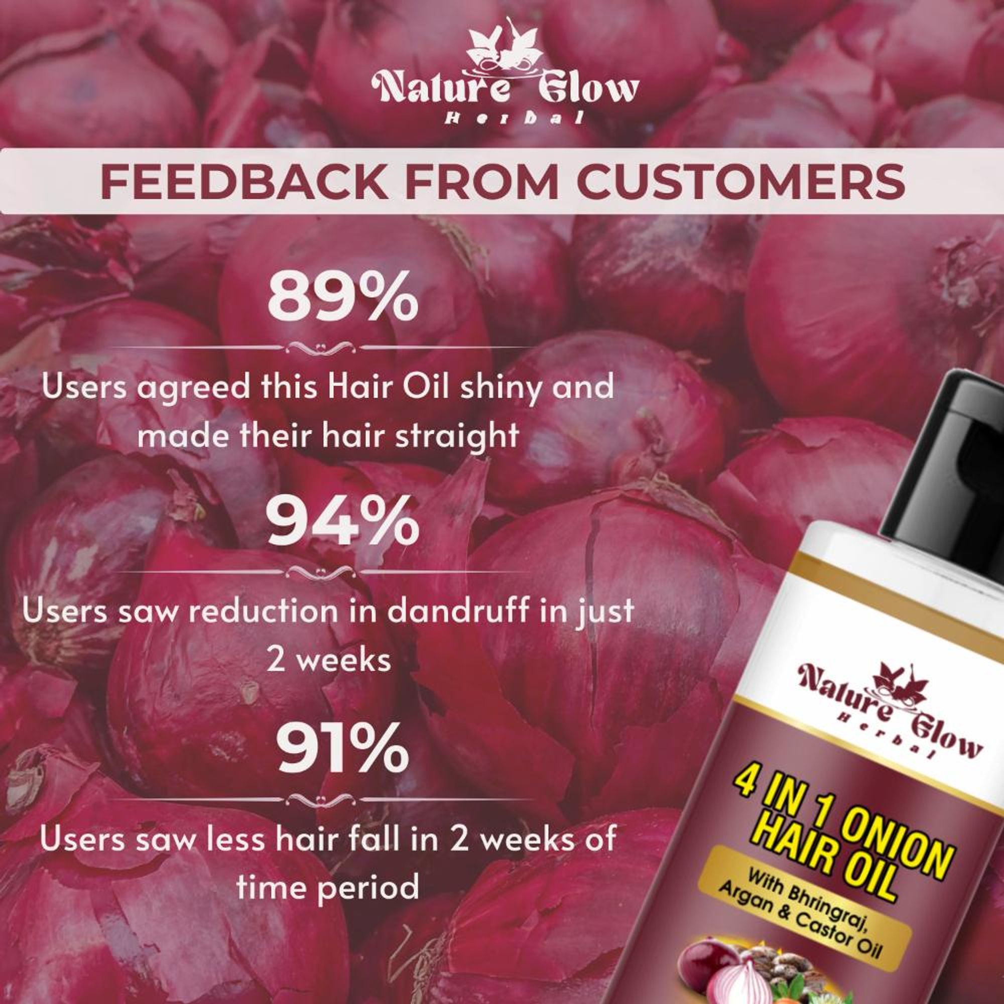 Nature Glow Herbal 4-In-1 Onion Hair Oil | Grocsy