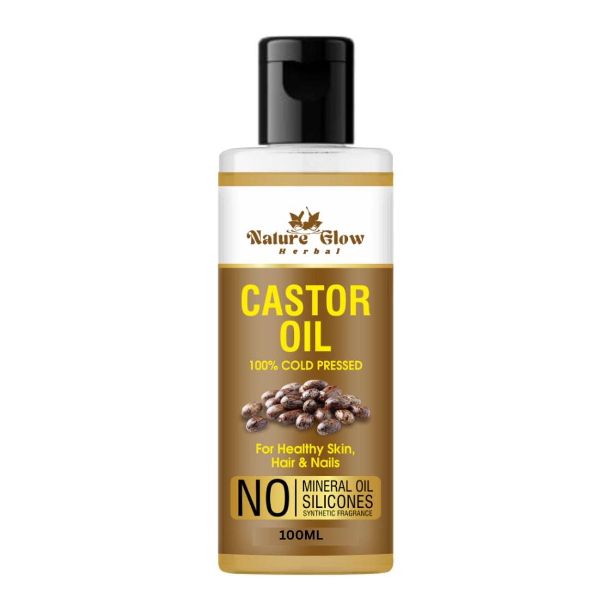 Nature Glow Herbal Cold Pressed 100% Pure Castor Arandi Oil | Grocsy