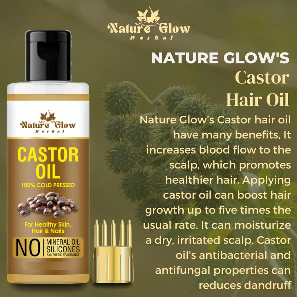 Nature Glow Herbal Cold Pressed 100% Pure Castor Arandi Oil | Grocsy