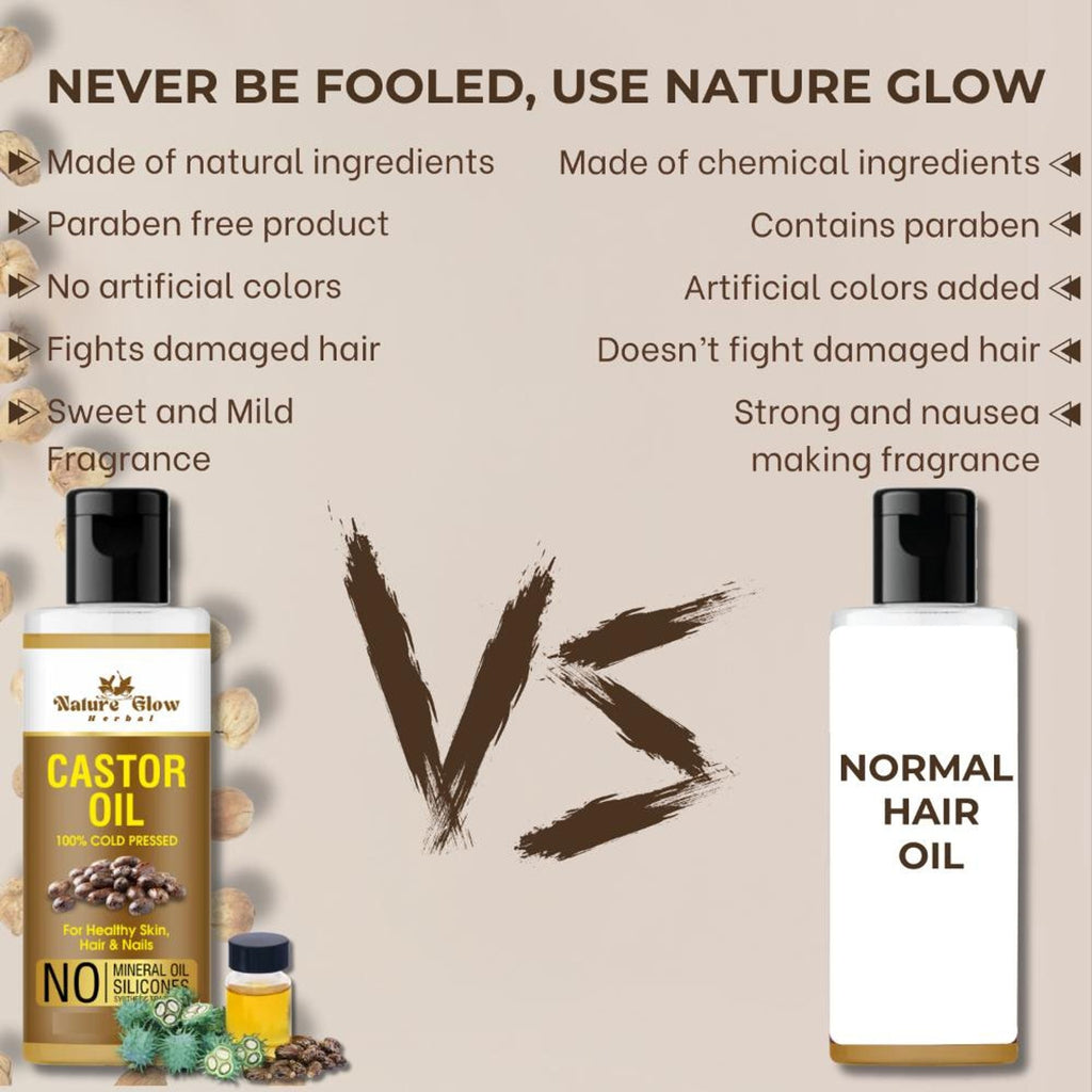 Nature Glow Herbal Cold Pressed 100% Pure Castor Arandi Oil | Grocsy