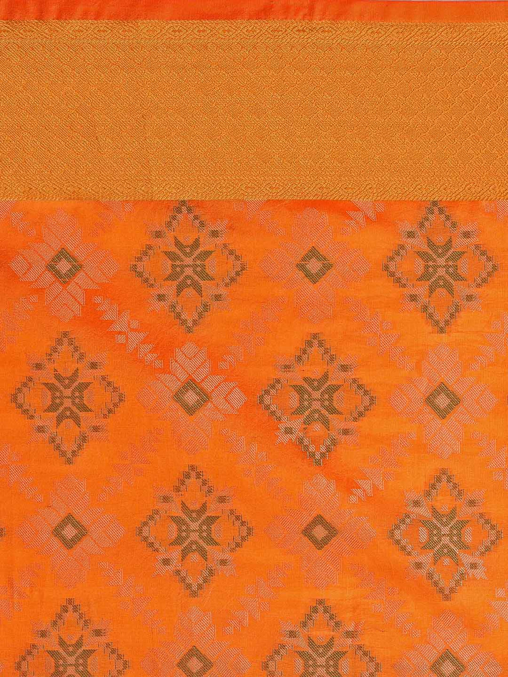 Saree Mall Yellow Silk Blend Patola Print Kanjeevaram Saree with Unstitched Blouse | Grocsy