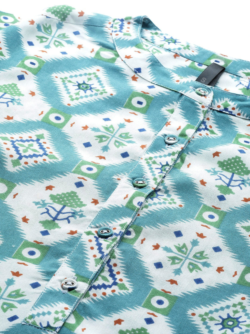 HERE&NOW Women Blue & White Ethnic Motifs Print Kurta | Grocsy