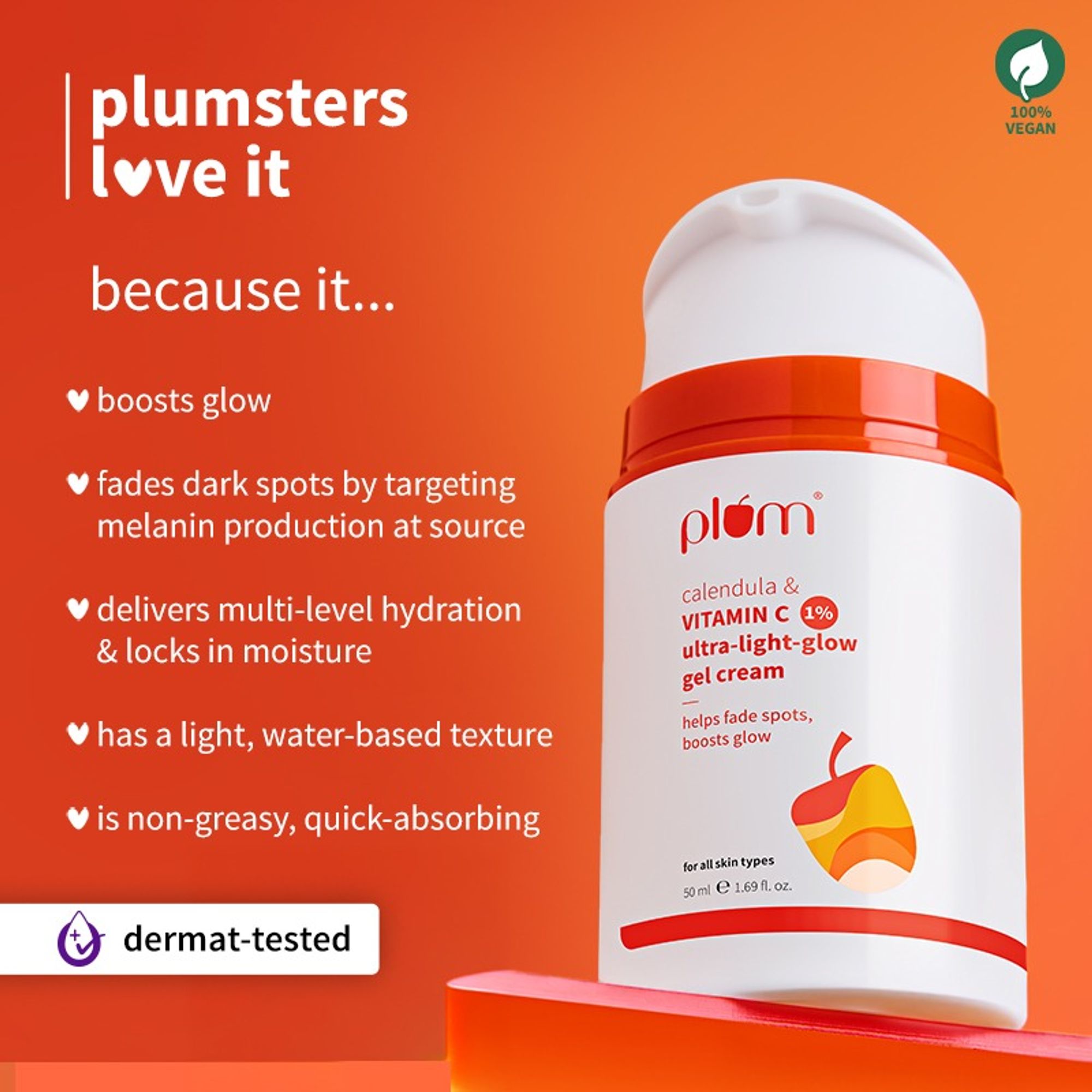 Plum 1% Vitamin C Ultra-Light-Glow Boosting Gel Cream | Grocsy