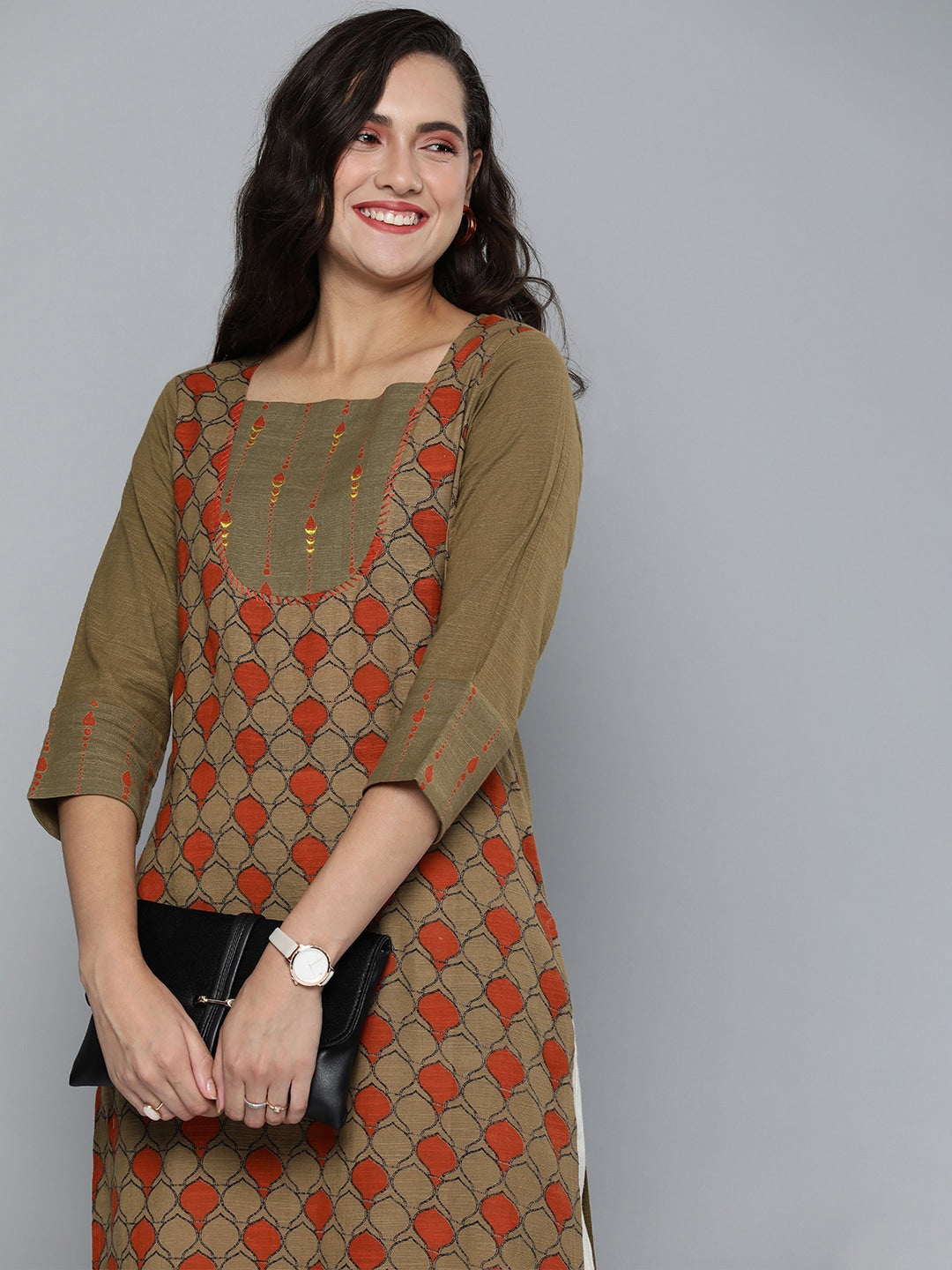 HERE&NOW Women Ethnic Motifs Straight Kurta | Grocsy