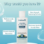 WishCare Hydrating AHA BHA Anti Dandruff Shampo-Reduces Flakes & Itchiness-100% Dandruff Reduction | Grocsy