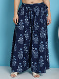 TAG 7 Plus Size Ethnic Motifs Block Printed Pure Cotton Flared Ethnic Palazzo | Grocsy
